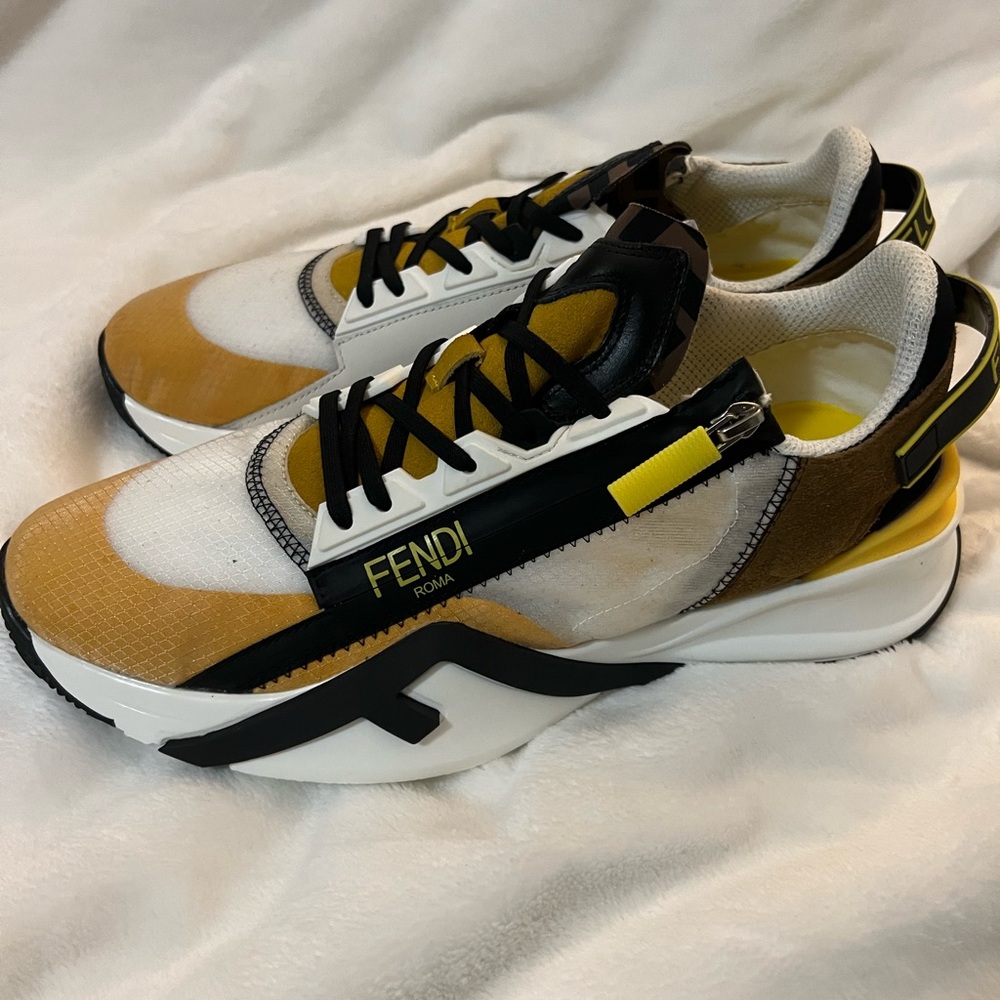 Fendi Flow Black and Yellow Modern Sneakers